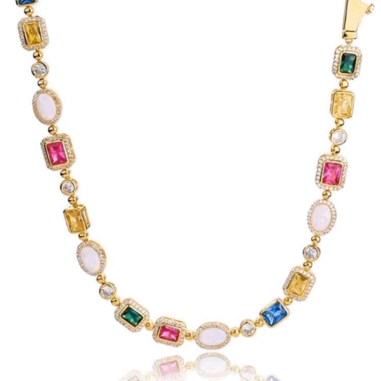 Collier plaqué et cristaux