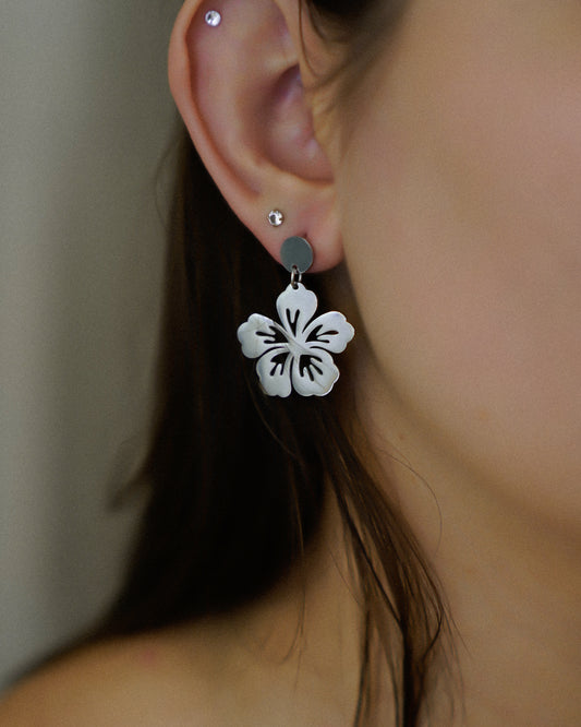 Boucles d'oreilles Hibiscus Acier inoxydable