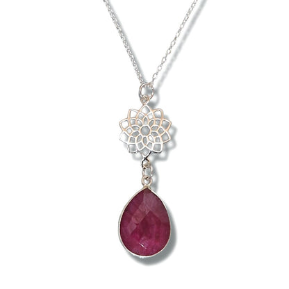 Collier imitation Rubis et Argent 925